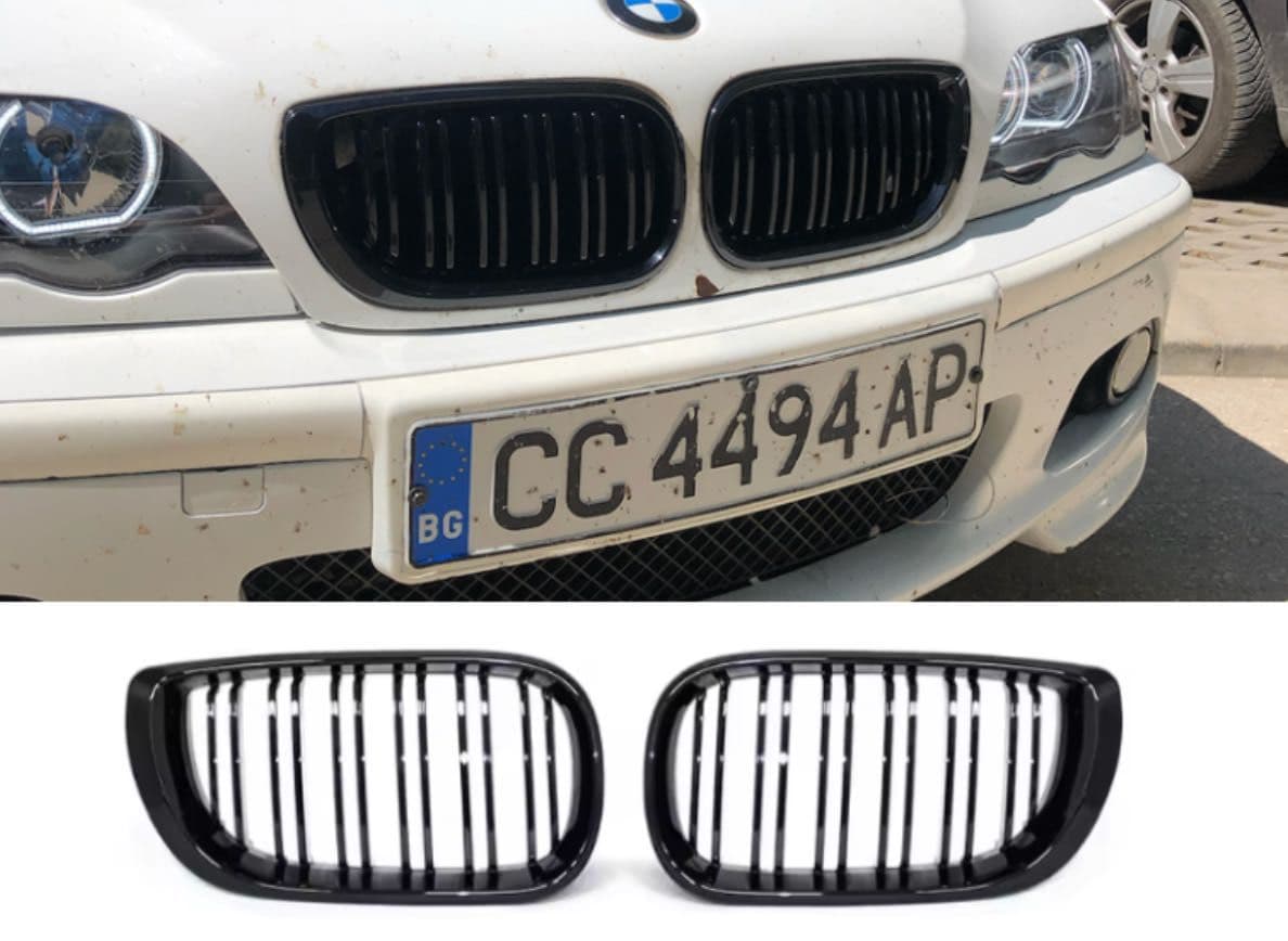 Двойни Решетки Бъбреци BMW E46 – Черен гланц – Фейслифт